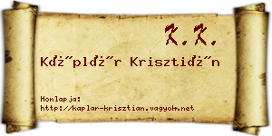 Káplár Krisztián névjegykártya