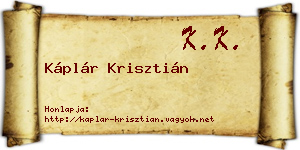 Káplár Krisztián névjegykártya